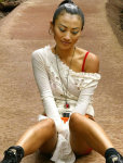Sometimes the sexy chinese actress Bai Ling takes some trip and walks wild in the wild... undressing too, surely because of the  heat.